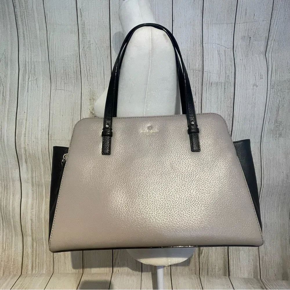 KATE SPADE Grand Street Colorblock Lydia hand bag tote bag tan black